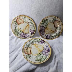 (Set of 3) American Atelier Pompeii Fruit 5019 Stoneware Dessert Salad Plate 8"